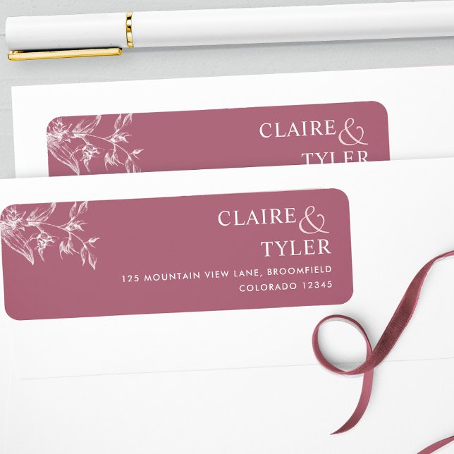 Elegant Chic Burgundy Wedding Return Address (Creator Uploaded)