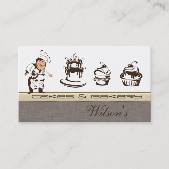 Elegant chic cake & bakery business card (Front)