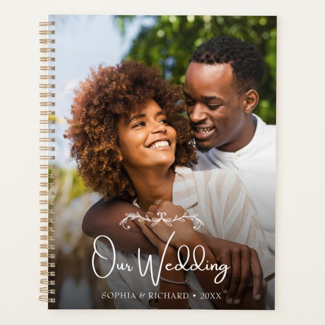 Elegant Chic Calligraphy Script Custom Photo  Planner (Front)
