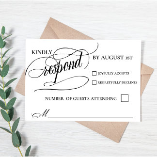 Elegant Chic Calligraphy Script RSVP Response Card
