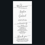 Elegant Chic Calligraphy Script Wedding Ceremony Programme<br><div class="desc">Elegant Minimalist Chic wedding program is perfect for a modern minimal wedding. All the wedding ceremony information and the wedding party's name listed on this program. Design featuring black cursive hand lettered typography/calligraphy on a white background, with a simple clean look. Including the name of the bride and groom, the...</div>