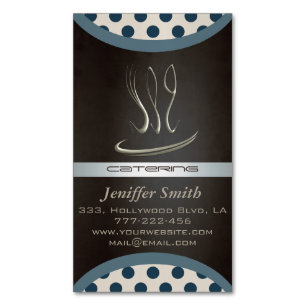 Elegant chic catering / restaurant polka dots magnetic business card