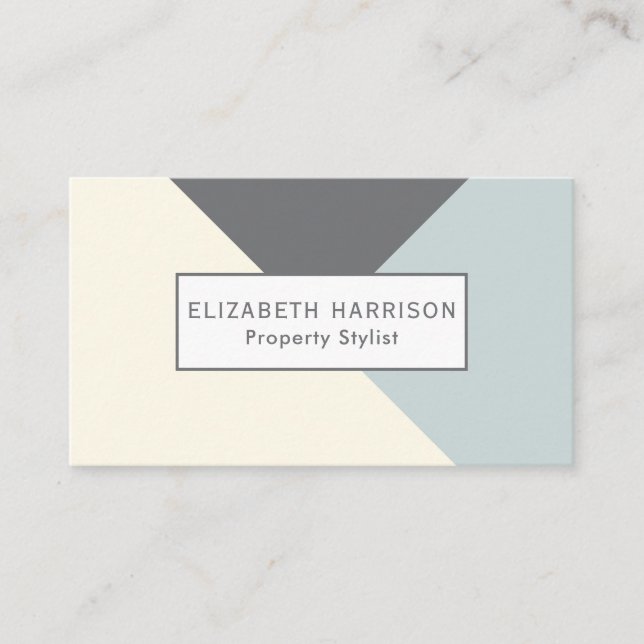 Elegant Chic Charcoal and Cream Geometric Business Card (Front)