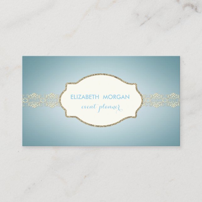 Elegant Chic Charming ,Gold Lace Business Card (Front)