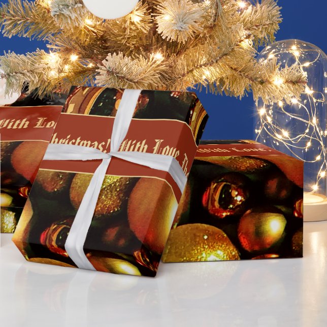 Elegant Chic Christmas Baubles Pattern Add Text Wrapping Paper (Holidays)