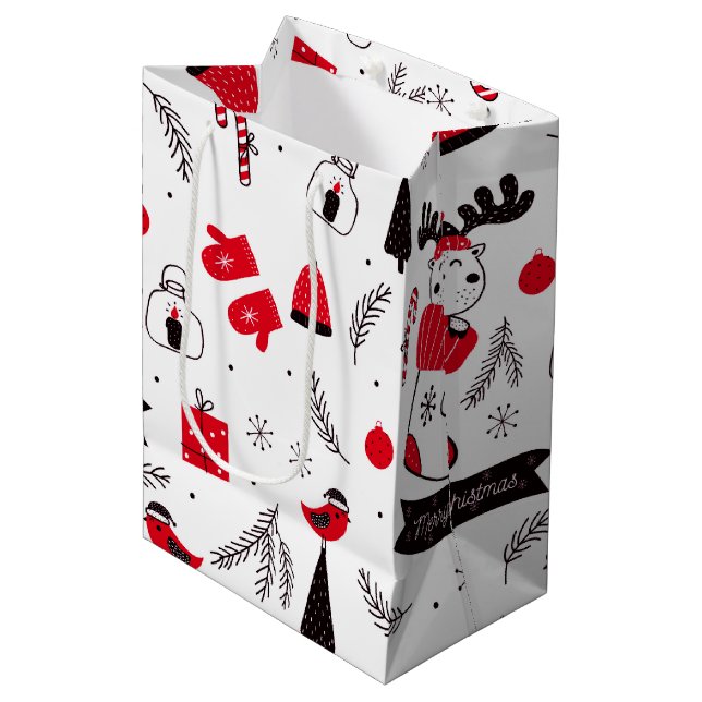 Elegant chic Christmas  pattern Medium Gift Bag (Front Angled)