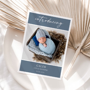 Elegant Chic Classic Photo Baby Announcement Card