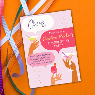 Elegant Chic Cocktail drink themed 21st birthday Invitation