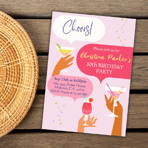 Elegant Chic Cocktail drink themed 30th birthday Invitation