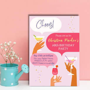 Elegant Chic Cocktail drink themed 60th birthday Invitation