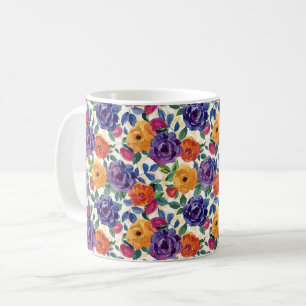 Elegant Chic Colourful Stylish Modern Roses Coffee Mug