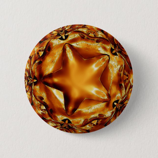 Elegant Chic Copper Gold Christmas Star 6 Cm Round Badge (Front)