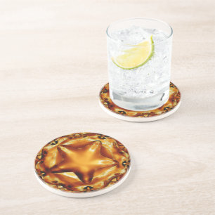 Elegant Chic Copper Gold Christmas Star Coaster