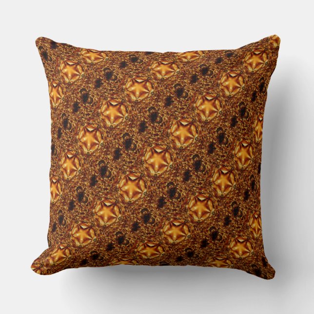 Elegant Chic Copper Gold Christmas Star Cushion (Front)