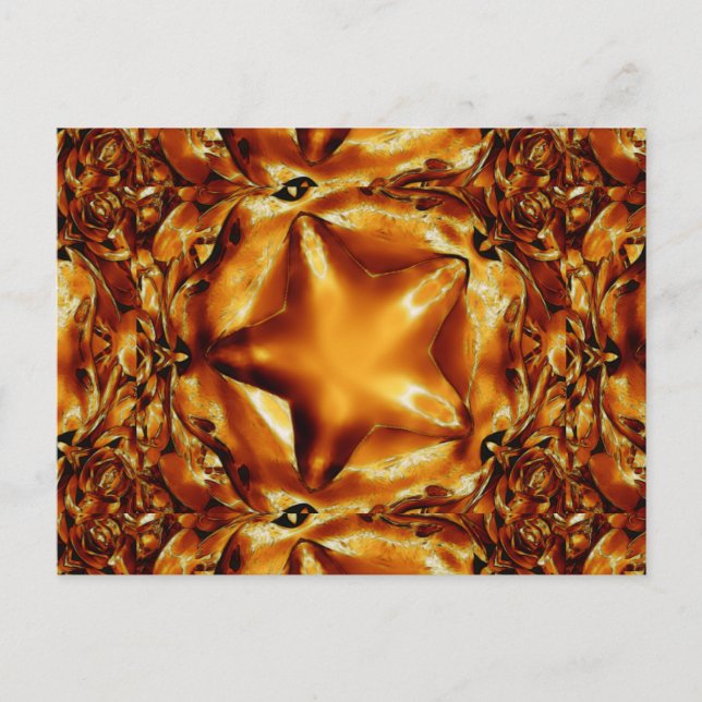 Elegant Chic Copper Gold Christmas Star Holiday Postcard (Front)