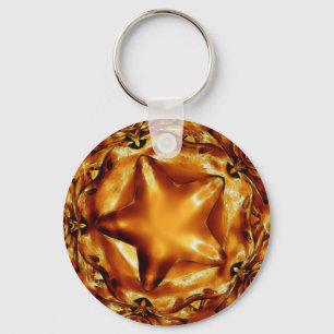 Elegant Chic Copper Gold Christmas Star Key Ring