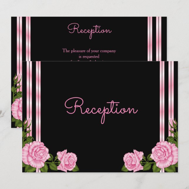 Elegant Chic Corner Rose Bouquet Reception Invitation (Front/Back)