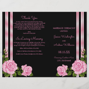 Elegant Chic Corner Rose Bouquet Wedding Program