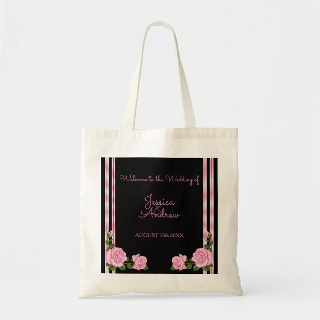 Elegant Chic Corner Rose Bouquet Wedding Tote Bag (Front)