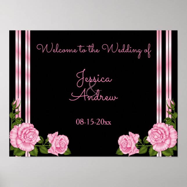 Elegant Chic Corner Rose Bouquet Welcome Poster (Front)