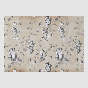 Elegant Chic Cupid Angels Floral Toile Kraft Tissue Paper