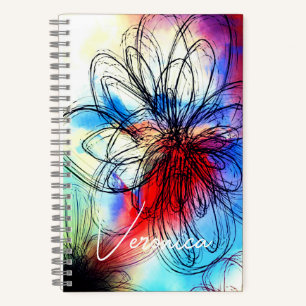 Elegant Chic Dahlia Floral Abstract Signature Notebook