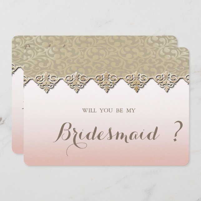 Elegant  Chic Damask Bridesmaid Card (Front/Back)