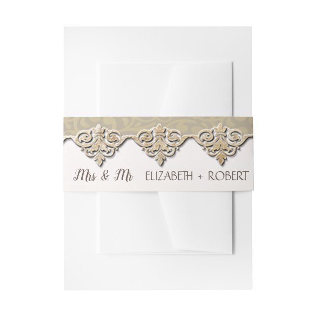 Elegant Chic Damask Invitation Belly Band (Front Example)