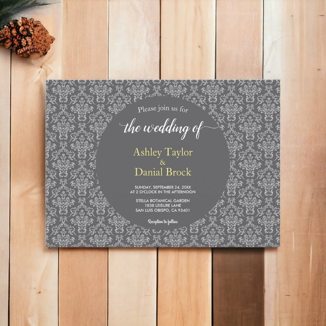 Elegant Chic Damask Script Classy Formal Wedding Invitation (Creator Uploaded)