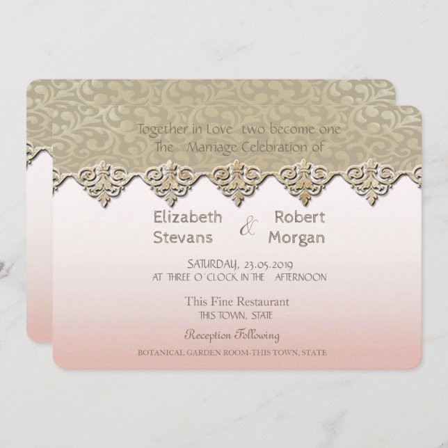 Elegant Chic Damask  Wedding Invitation (Front/Back)