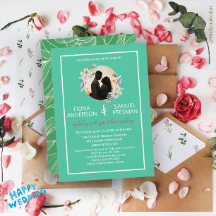 Elegant Chic Dark Green Gold Custom Wedding Invitation