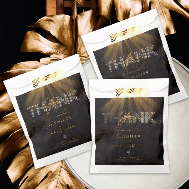 Elegant Chic Diamond Black Gold Wedding Favour Bags (Creator Uploaded)