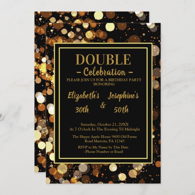 Elegant Chic Dual Birthday Soiree Invitation (Front/Back)