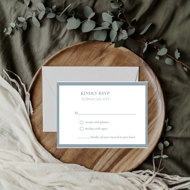 Elegant & Chic Dusty Blue wedding RSVP Card (Creator Uploaded)
