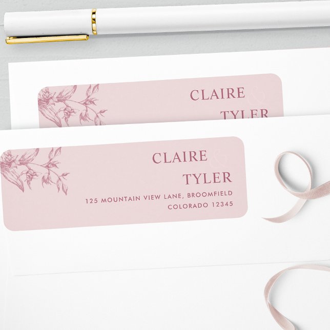 Elegant Chic Dusty Pink Wedding Return Address (Creator Uploaded)