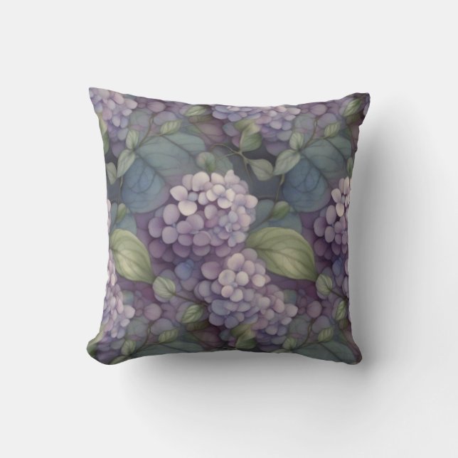 Elegant chic dusty purple boho watercolor floral  cushion (Front)