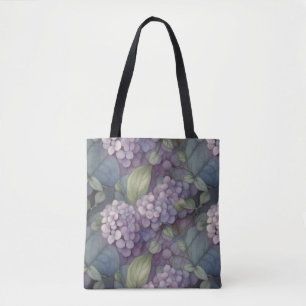 Elegant chic dusty purple boho watercolor floral tote bag