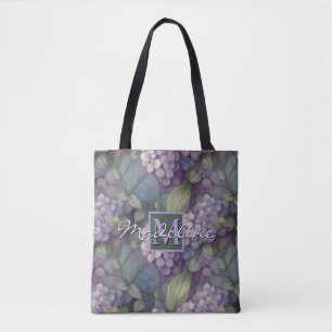 Elegant chic dusty purple boho watercolor floral tote bag