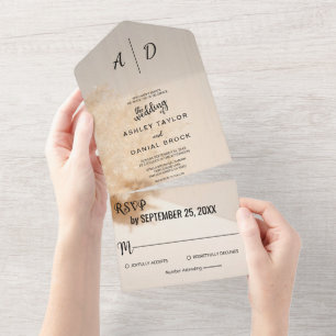 Elegant chic dusty rustic floral Wedding All In On One Invitation