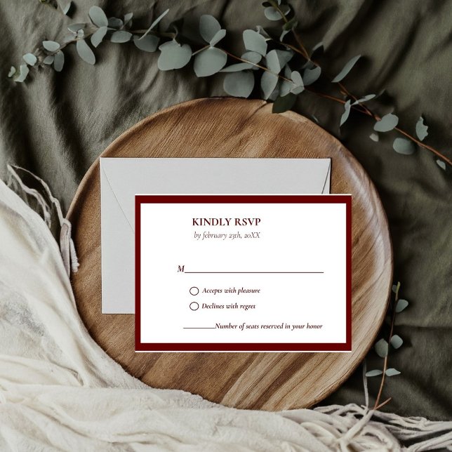 Elegant & Chic Emerald Burgundy wedding RSVP Card (Creator Uploaded)