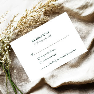 Elegant & Chic Emerald Green Green wedding RSVP Ca Card