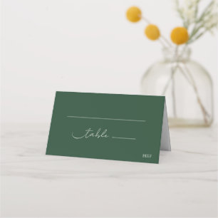 Elegant Chic Emerald Green Modern Script Wedding Place Card