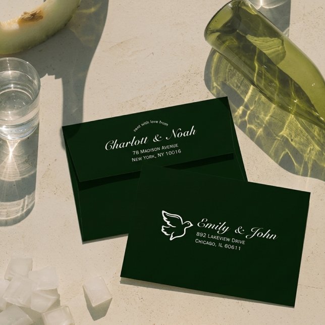 Elegant Chic Emerald Green Old Money Wedding Envelope (Creator Uploaded)
