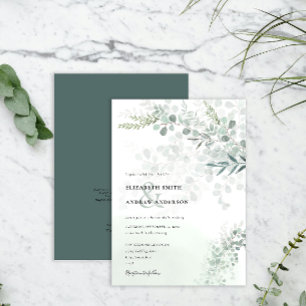 Elegant Chic Eucalyptus Botanical QR Code Wedding Invitation
