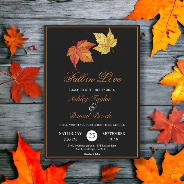 Elegant Chic Fall in Love Rustic Autumn Wedding Invitation (Creator Uploaded)