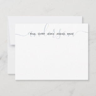 Elegant Chic Family Last Name Light Grey Script Card