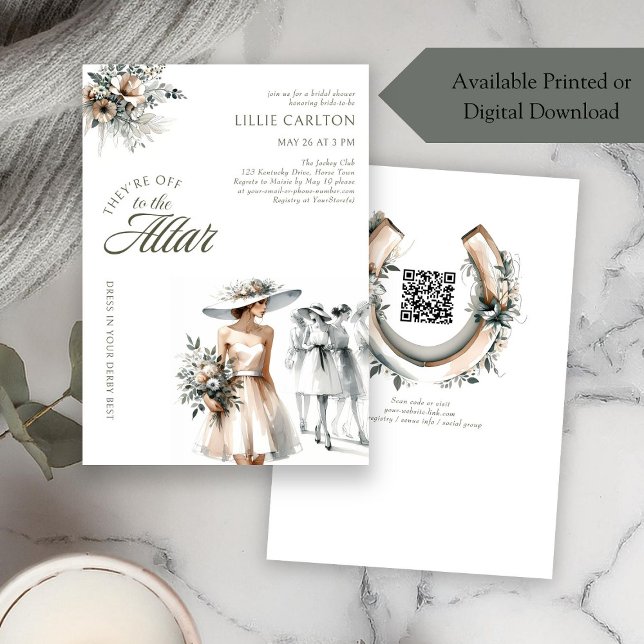 Elegant Chic Fashion Sketch Derby Bridal Shower Invitation (Creator Uploaded)