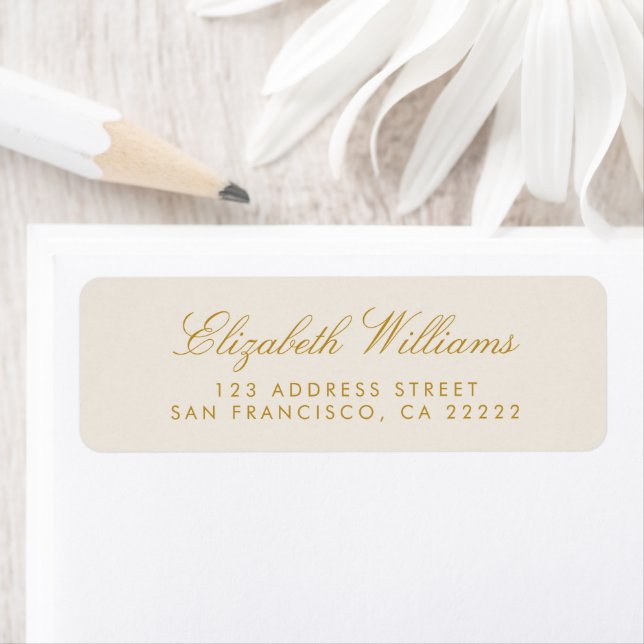 Elegant Chic Faux Gold Cream Return Address Label (Insitu)