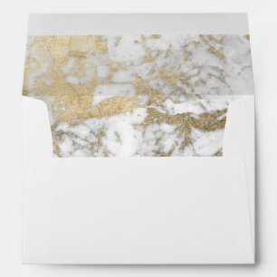 Elegant chic faux gold white stylish marble envelopes