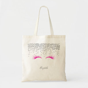 Elegant Chic Faux Lashes, Silver Diamonds Tote Bag